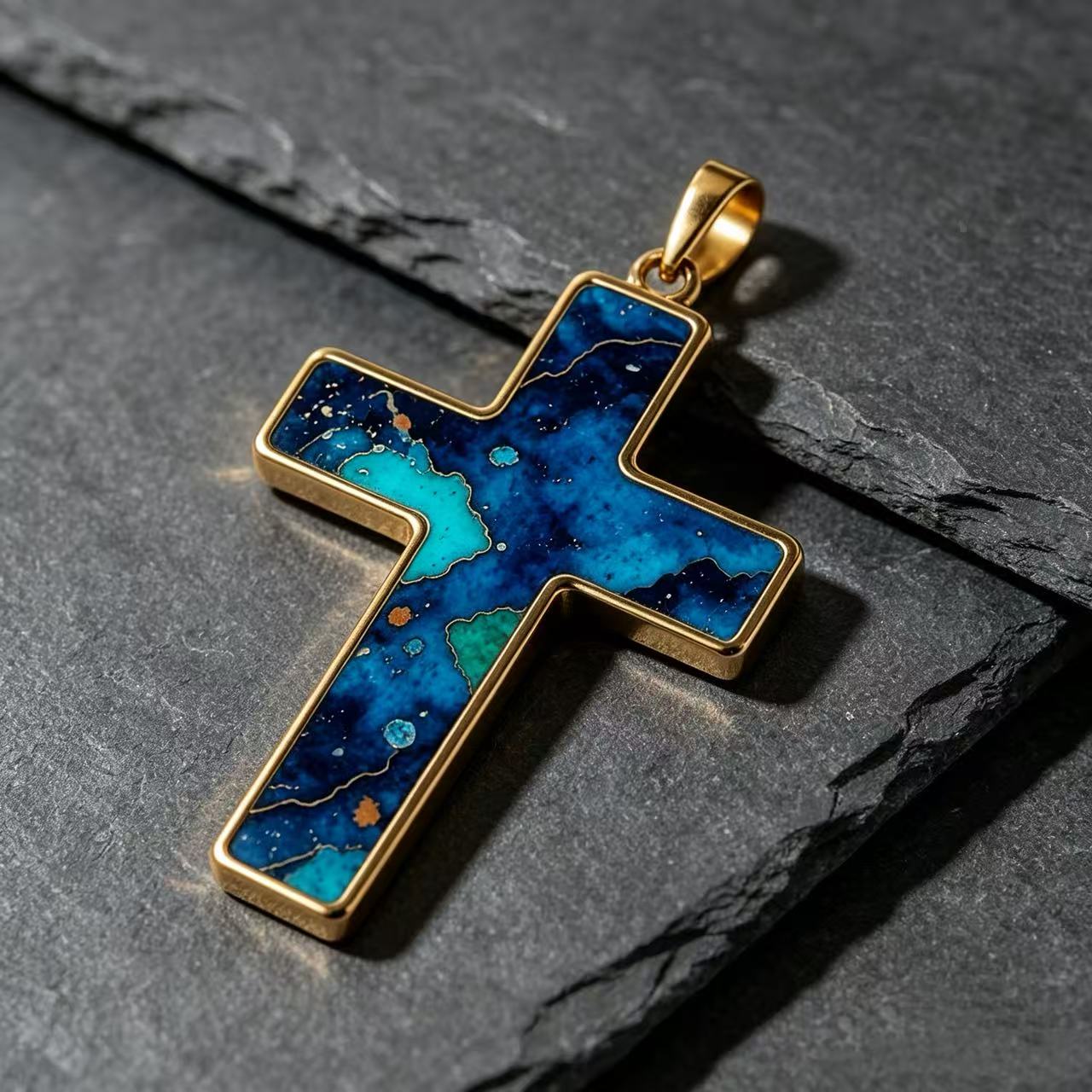 THALRAE Himalayan Mineral Art Handcrafted Cross Pendant