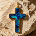THALRAE Himalayan Mineral Art Handcrafted Cross Pendant
