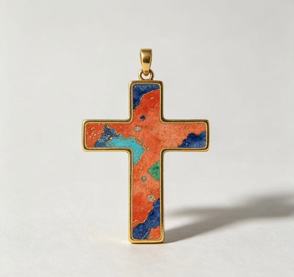 Himalayan Art Mineral Cross Pendant