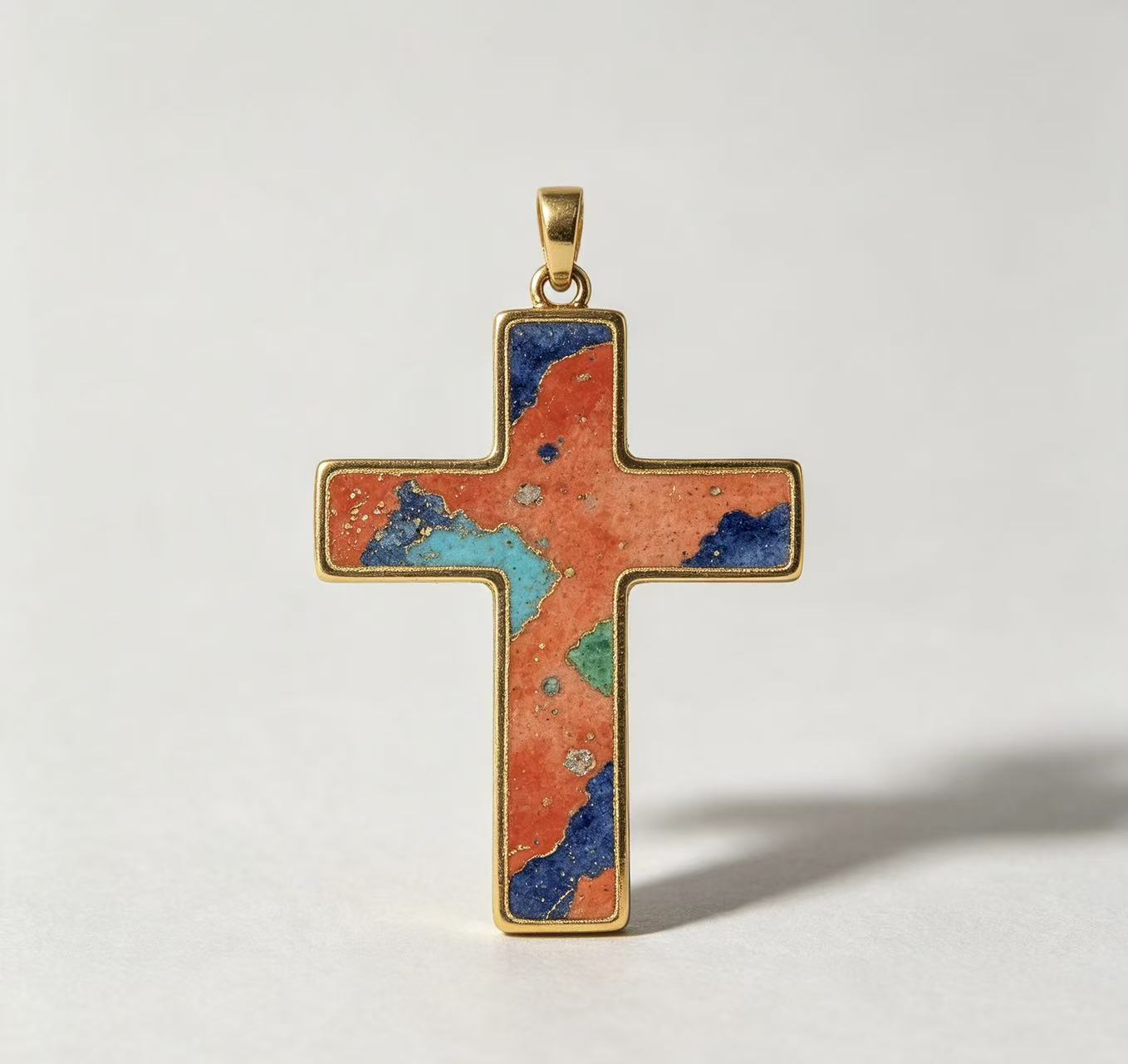 Himalayan Art Mineral Cross Pendant