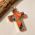 THALRAE Sunset Himalayan Mineral Art Handcrafted Cross Pendant