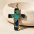 THALRAE Cosmic Himalayan Mineral Art Handcrafted Cross Pendant