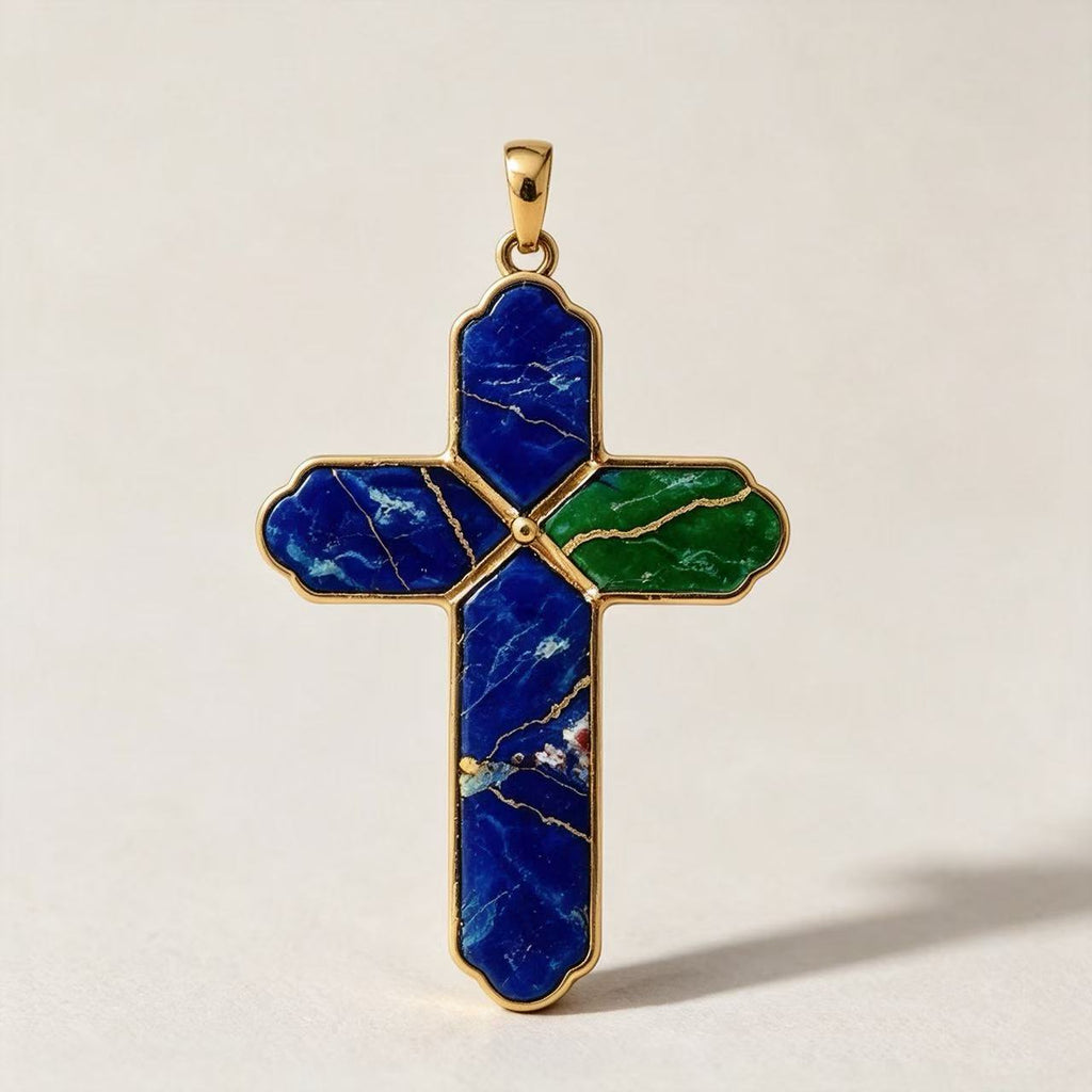 THALRAE Himalayan Mineral Art Handcrafted Cross Pendant
