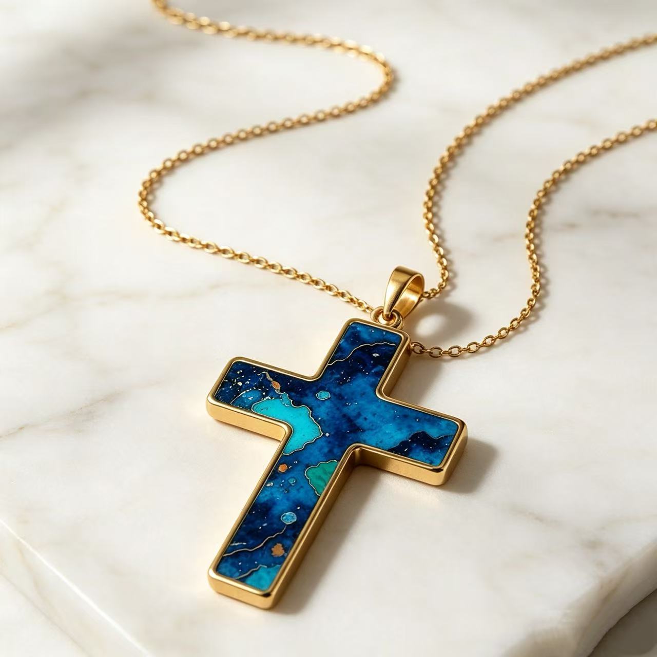 THALRAE Himalayan Mineral Art Handcrafted Cross Pendant